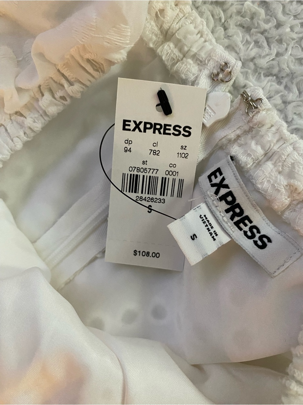 White Eyelet Ruffle Off-Shoulder Dress - Picture 4 of 4